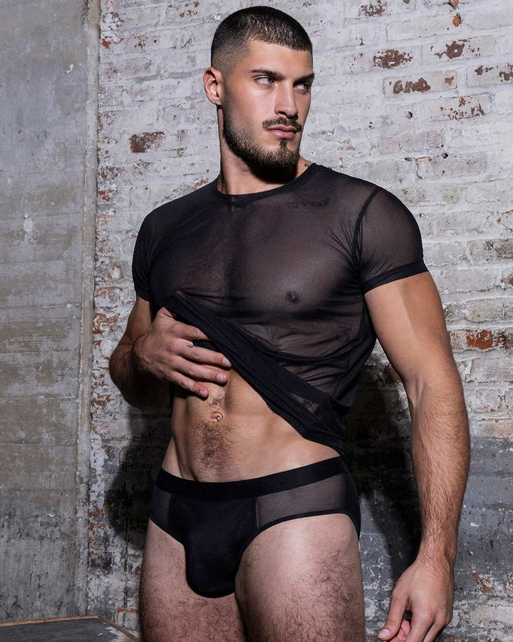 C-IN2 Sheer Low Rise Brief in black – men's sheer nylon mesh low rise brief underwear