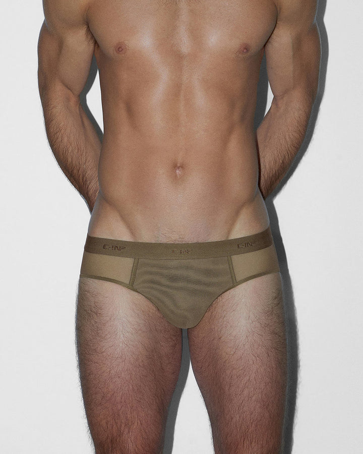 C-IN2 Sheer Low Rise Brief in dark nude – men's sheer nylon mesh low rise brief underwear