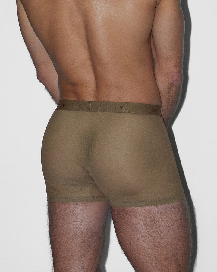 C-IN2 Sheer Boxer Brief in dark nude – men's sheer nylon mesh boxer brief 4 inch inseam