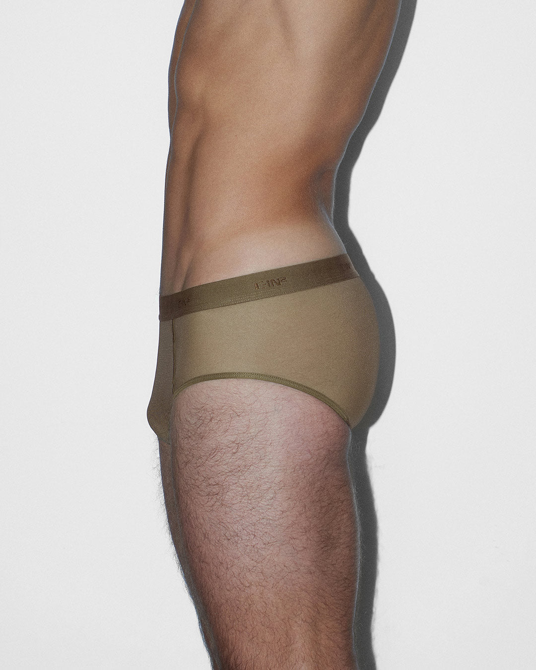 C-IN2 Sheer Fly Front Brief in dark nude – men's sheer nylon mesh brief with functional fly