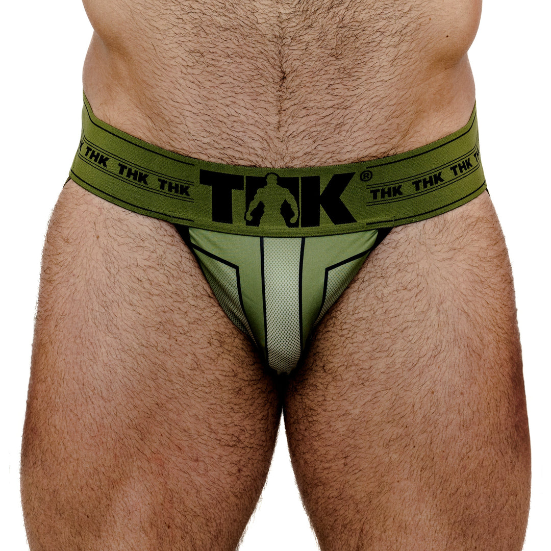 THK Hero Jock - Men's Green Athletic Jockstrap with Contoured Lift