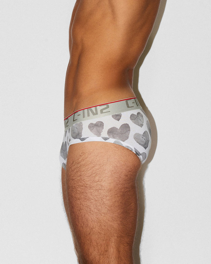 C-IN2 Screenshot Low Rise Brief in grey hearts – limited edition men's graphic print brief