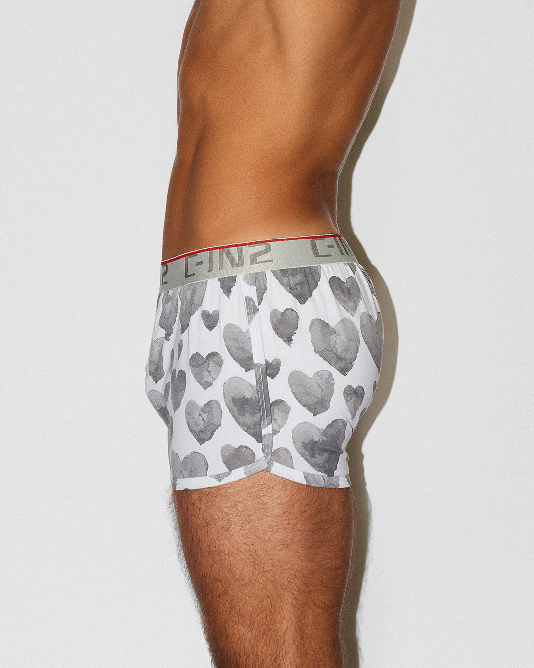 C-IN2 Screenshot Runner Boxer in grey hearts – limited edition men's graphic print sport boxer