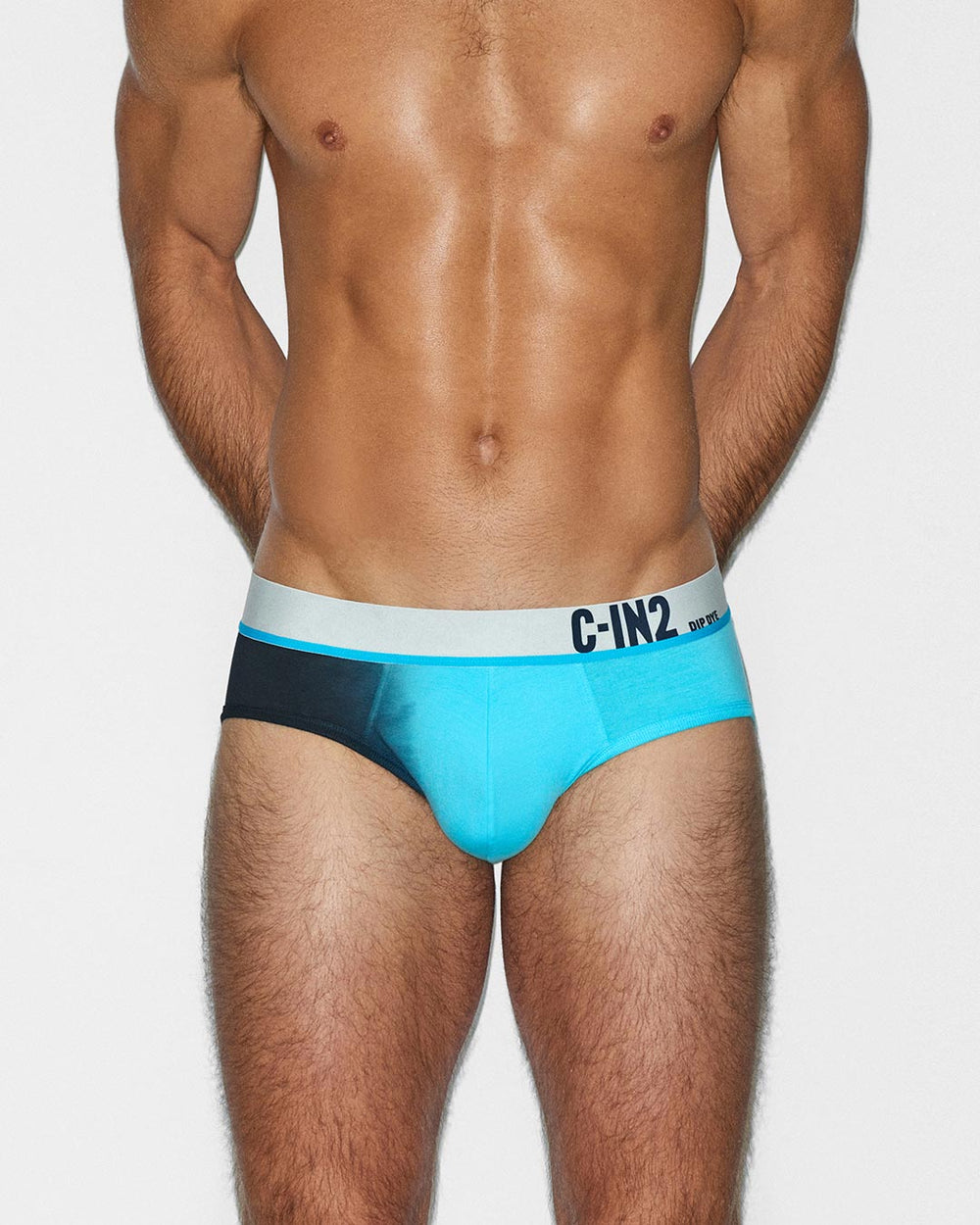 C-IN2 Dip Dye Low Rise Brief in storm blue – men's two-tone gradient cotton low rise brief