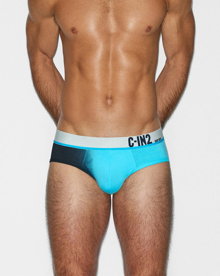 C-IN2 Dip Dye Low Rise Brief in storm blue – men's two-tone gradient cotton low rise brief