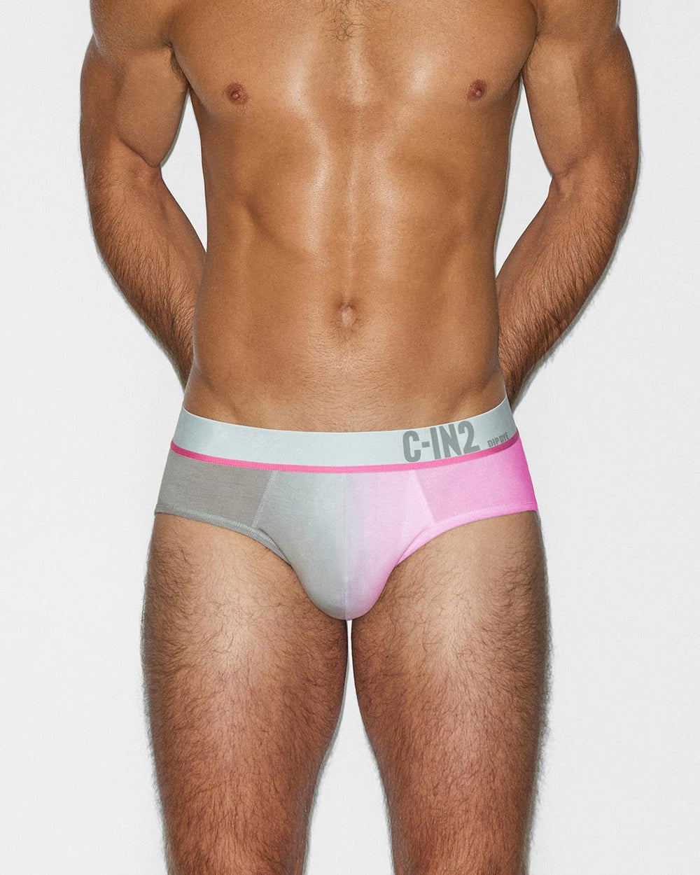 C-IN2 Dip Dye Low Rise Brief in peony pink – men's two-tone gradient cotton low rise brief
