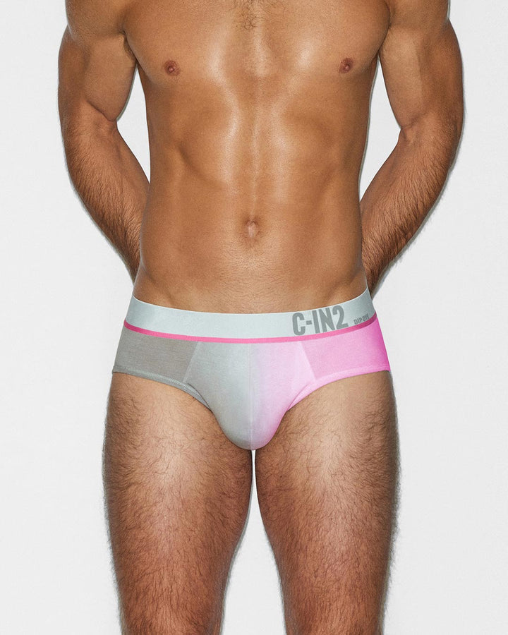 C-IN2 Dip Dye Low Rise Brief in peony pink – men's two-tone gradient cotton low rise brief