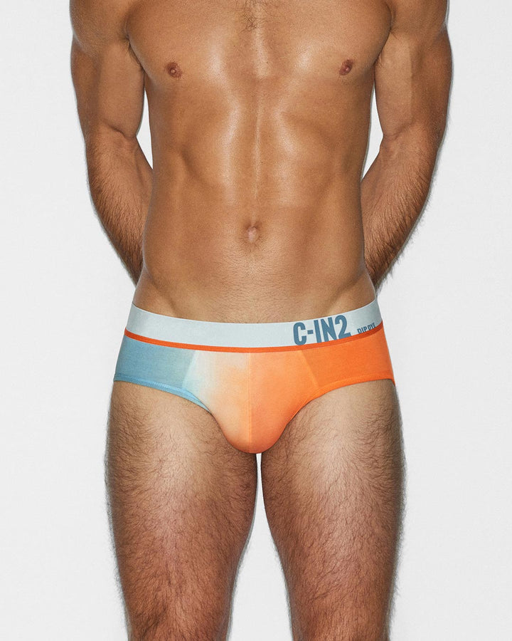 C-IN2 Dip Dye Low Rise Brief in goldfish orange – men's two-tone gradient cotton low rise brief