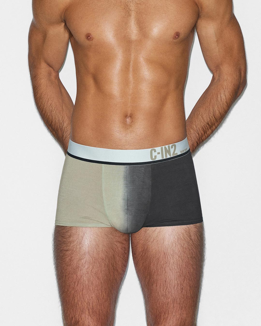 C-IN2 Dip Dye Trunk in sandstone beige – men's two-tone gradient cotton trunk underwear