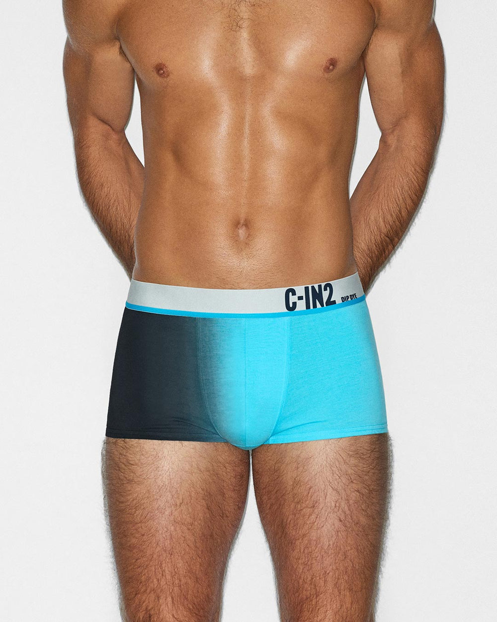 C-IN2 Dip Dye Trunk in storm blue – men's two-tone gradient cotton trunk underwear