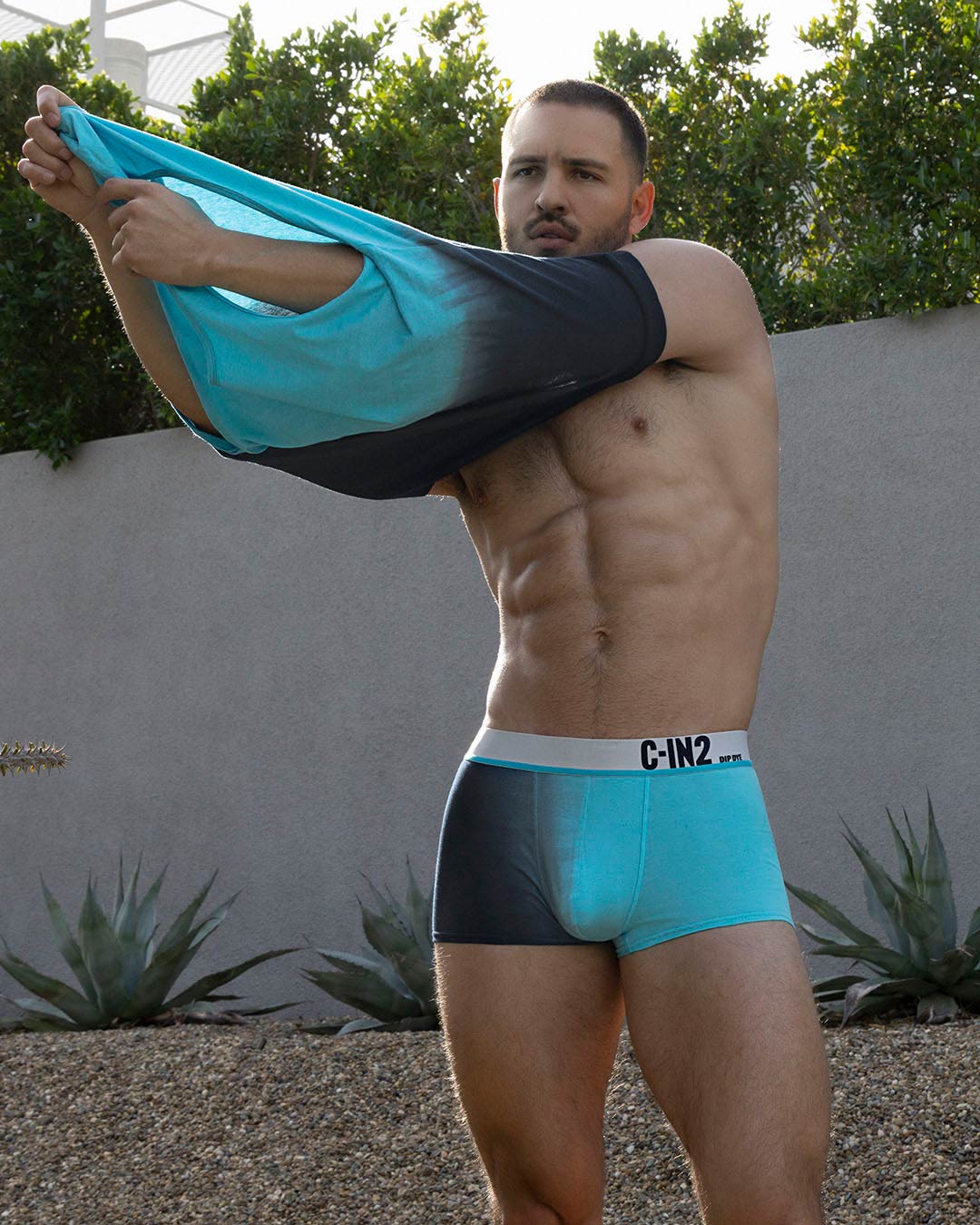 C-IN2 Dip Dye Trunk in storm blue – men's two-tone gradient cotton trunk underwear