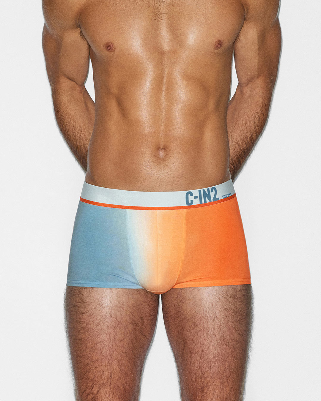 C-IN2 Dip Dye Trunk in goldfish orange – men's two-tone gradient cotton trunk underwear