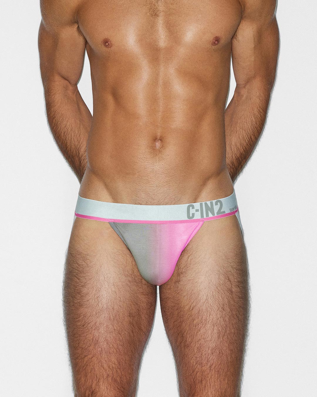 C-IN2 Dip Dye Jock in peony pink – men's two-tone gradient cotton jockstrap