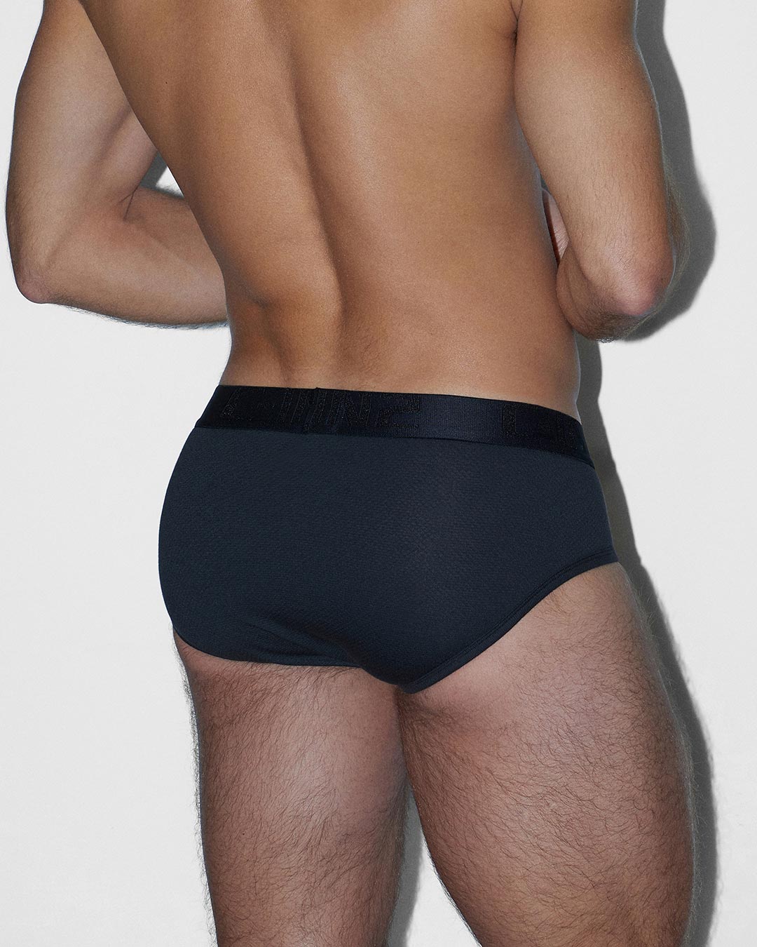 C-IN2 Flex Fly Front Brief in black – men's cotton-modal mesh brief with fly front