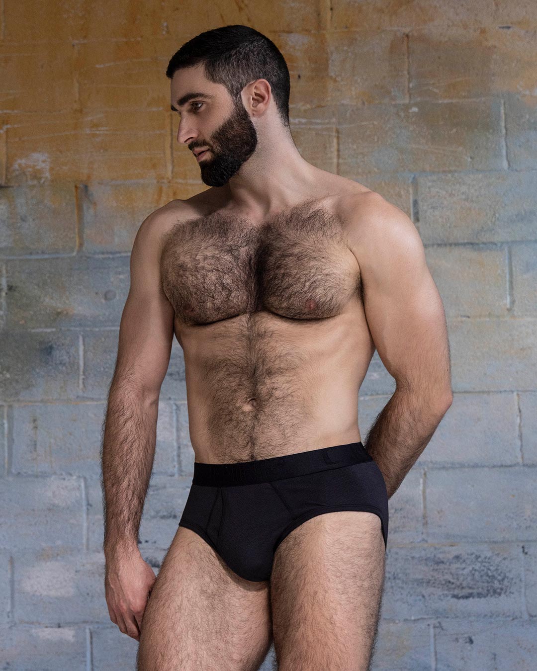 C-IN2 Flex Fly Front Brief in black – men's cotton-modal mesh brief with fly front