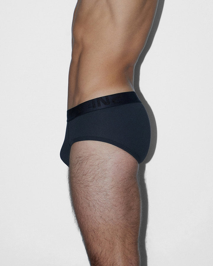 C-IN2 Flex Fly Front Brief in black – men's cotton-modal mesh brief with fly front