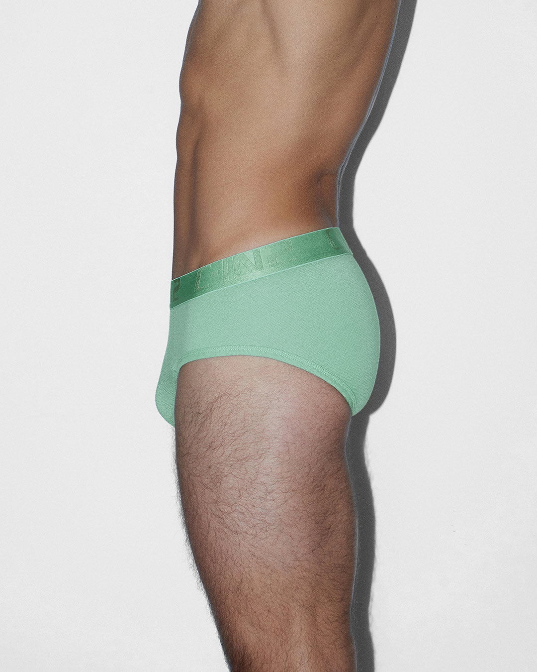 C-IN2 Flex Fly Front Brief in sage green – men's cotton-modal mesh brief with fly front