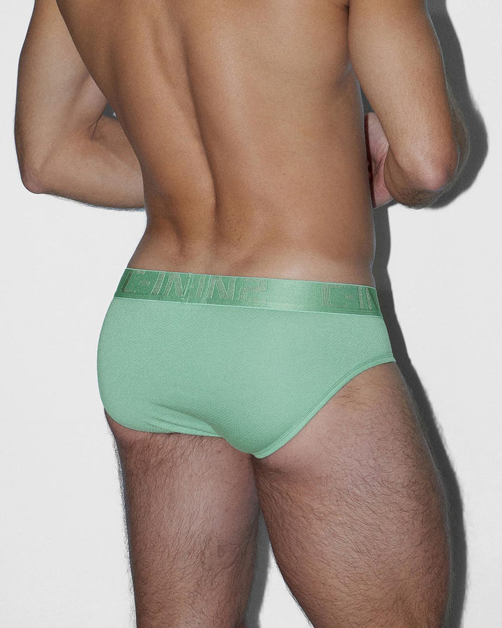 C-IN2 Flex Low Rise Brief in sage green – men's cotton-modal mesh low rise brief