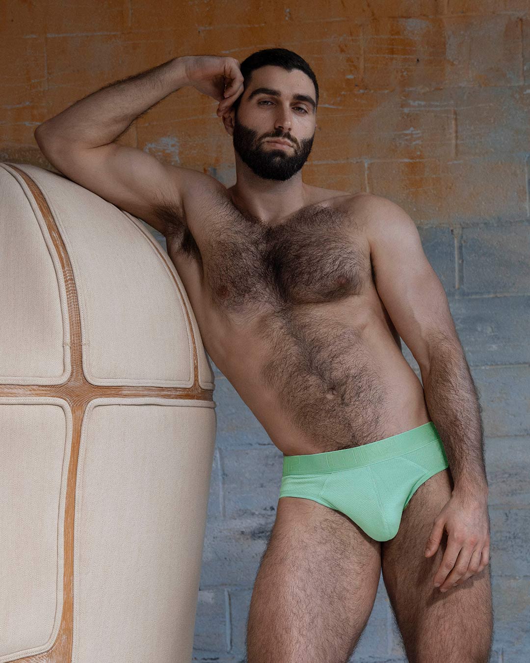C-IN2 Flex Low Rise Brief in sage green – men's cotton-modal mesh low rise brief