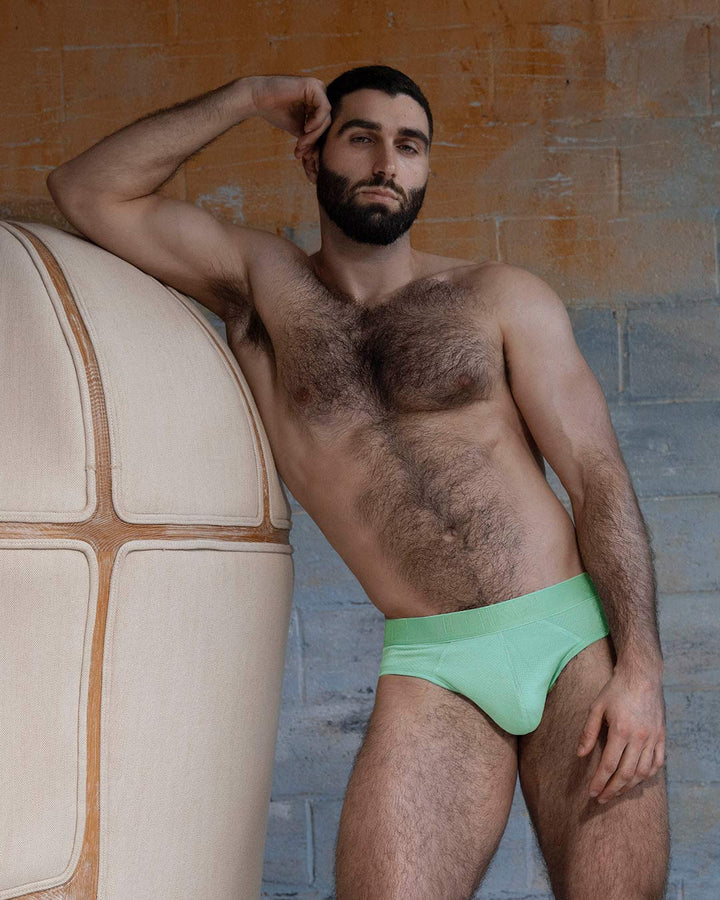 C-IN2 Flex Low Rise Brief in sage green – men's cotton-modal mesh low rise brief