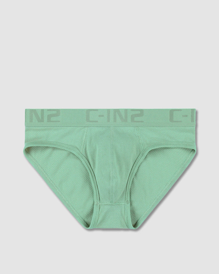 C-IN2 Flex Low Rise Brief in sage green – men's cotton-modal mesh low rise brief