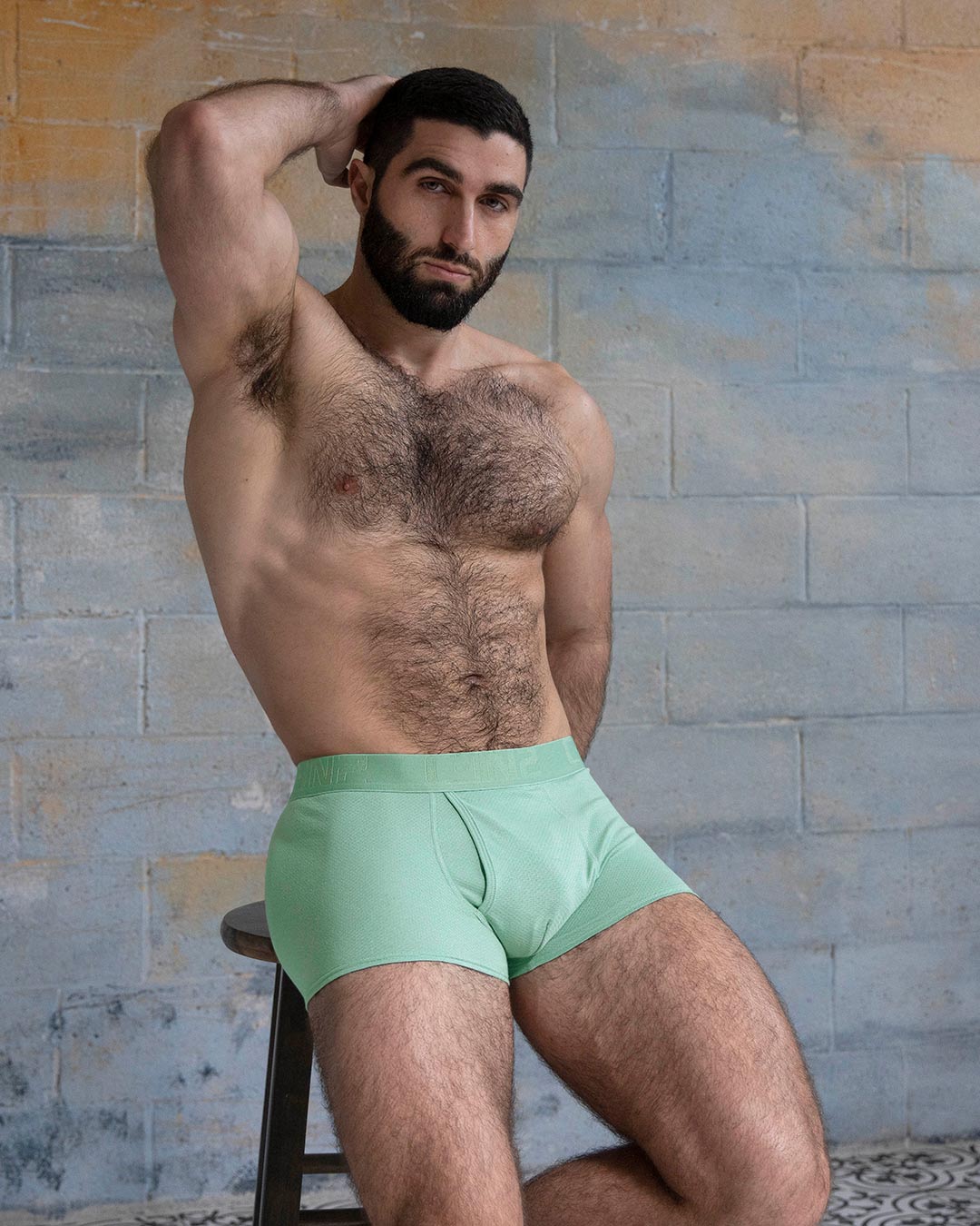 C-IN2 Flex Trunk in sage green – men's cotton-modal mesh trunk underwear