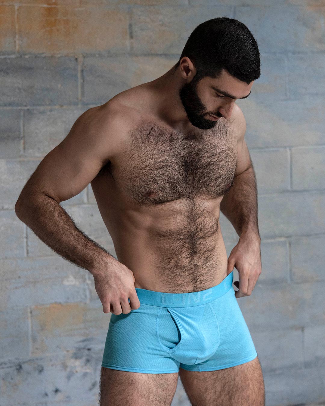 C-IN2 Flex Trunk in sky blue – men's cotton-modal mesh trunk underwear