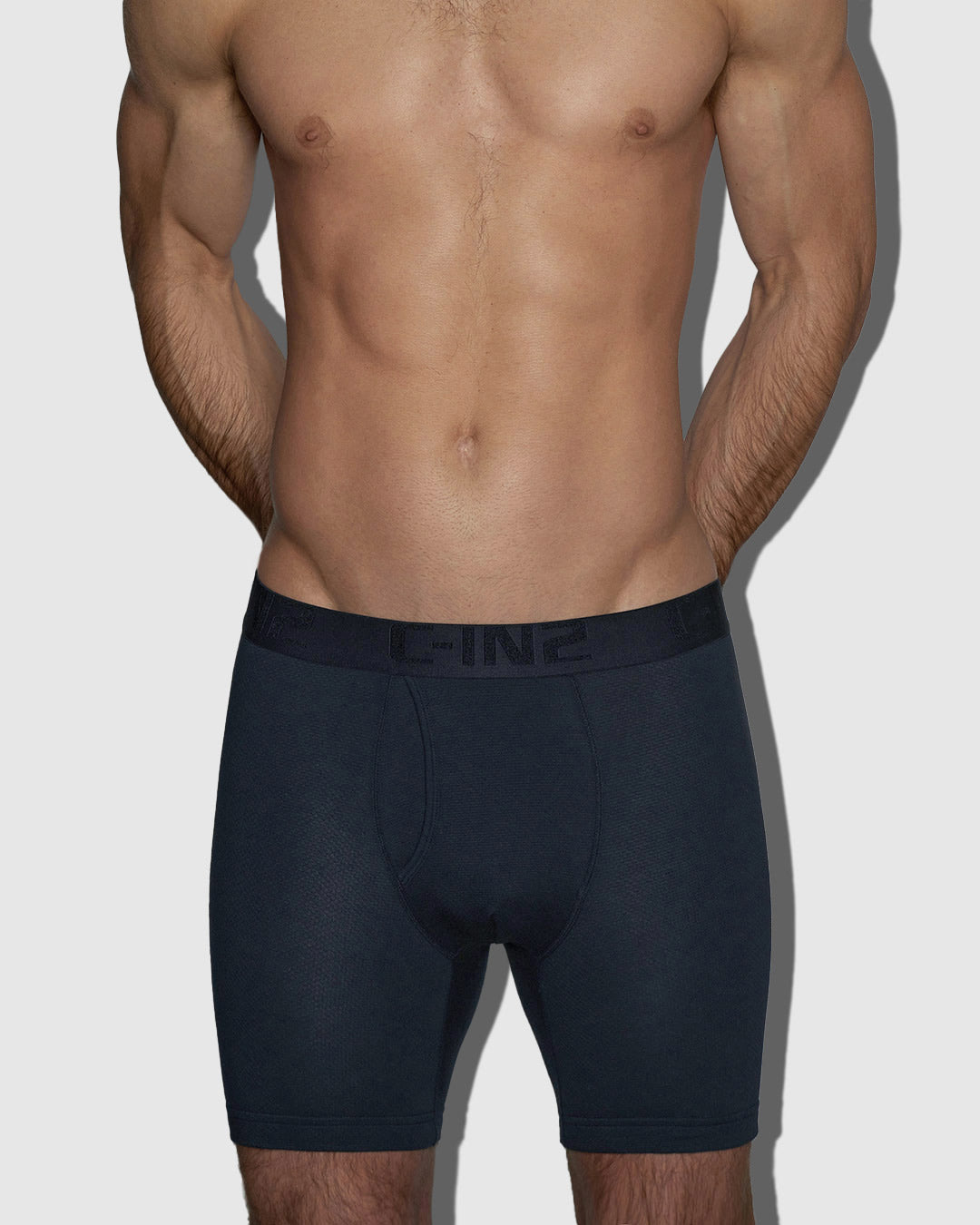 C-IN2 Flex Boxer Brief 7 inch inseam in black – men's lightweight extended cotton-modal boxer brief