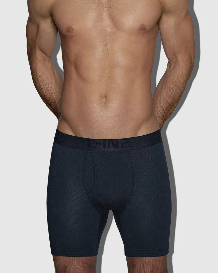 C-IN2 Flex Boxer Brief 7 inch inseam in black – men's lightweight extended cotton-modal boxer brief