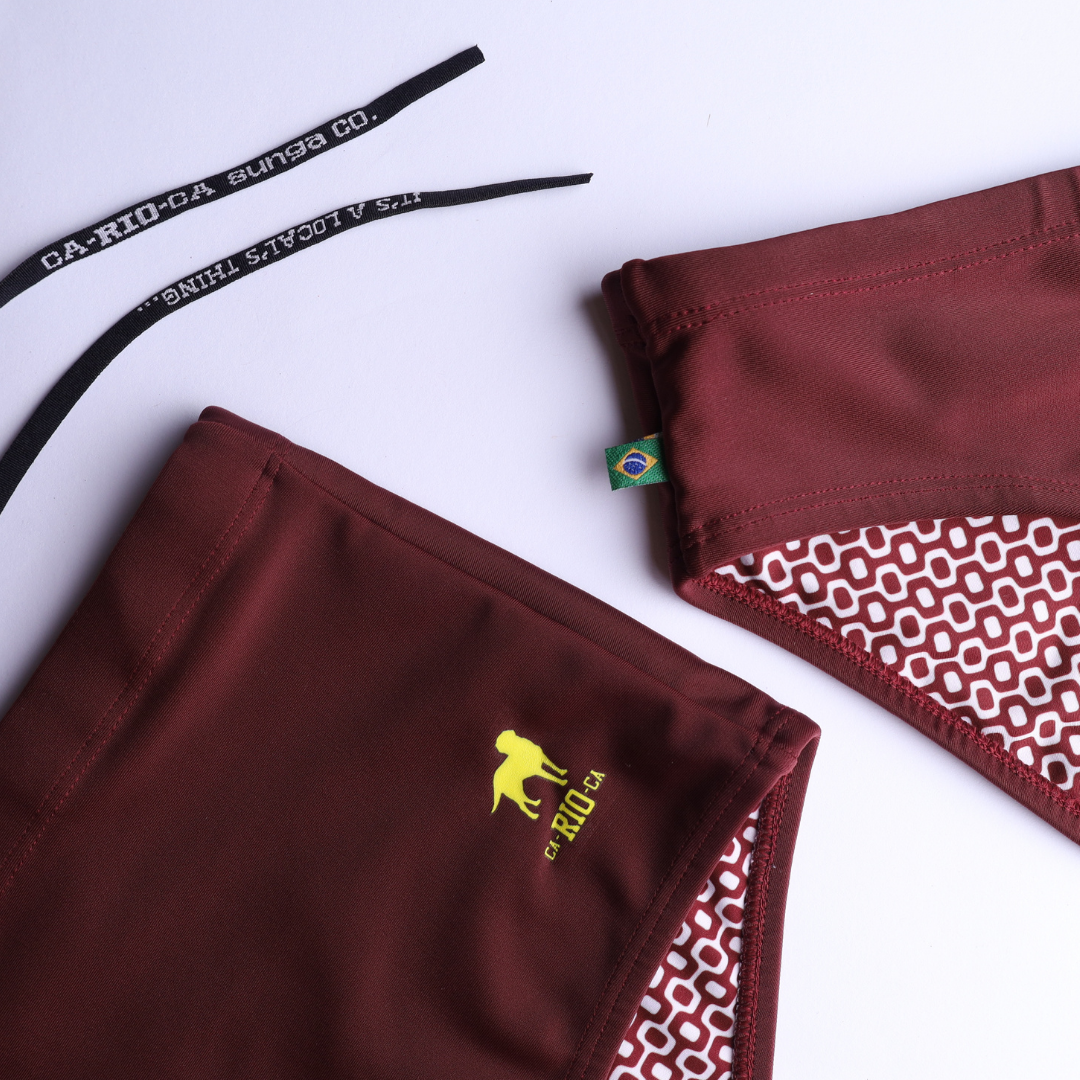 CA-RIO-CA Men's Barolo burgundy solids Swimming Sunga Beachwear for Men Swimwear in 