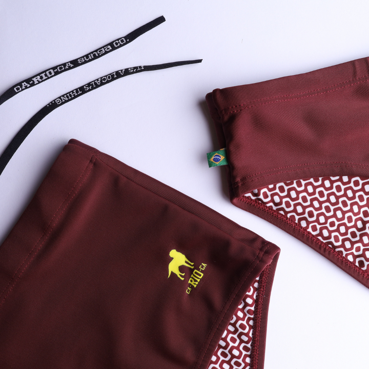 CA-RIO-CA Men's Barolo burgundy solids Swimming Sunga Beachwear for Men Swimwear in 