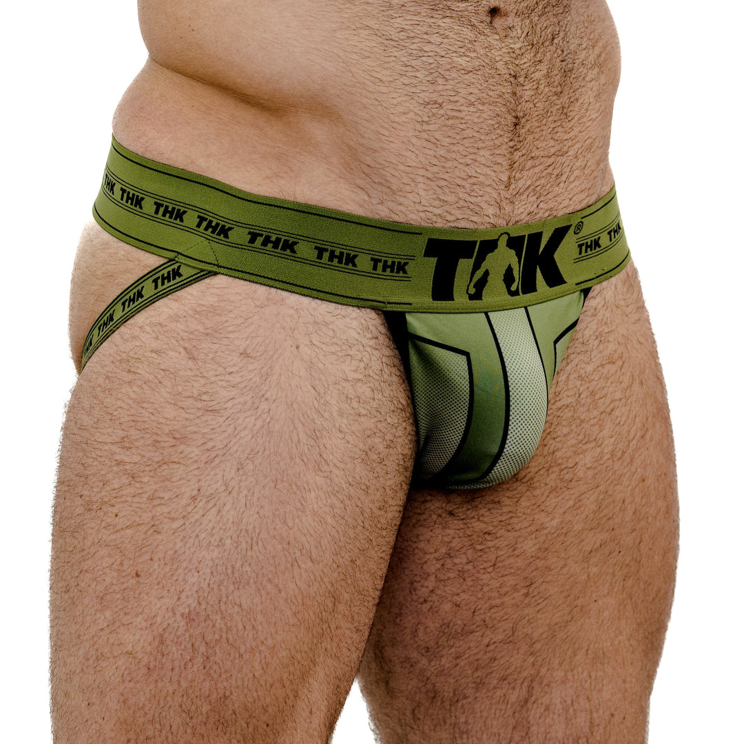 THK Hero Jock - Men's Green Athletic Jockstrap with Contoured Lift