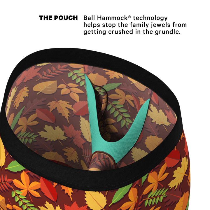 The Acorn Hoard: Men's Long Leg Boxer Briefs with Squirrel Print & Ball Hammock® Pouch and Fly