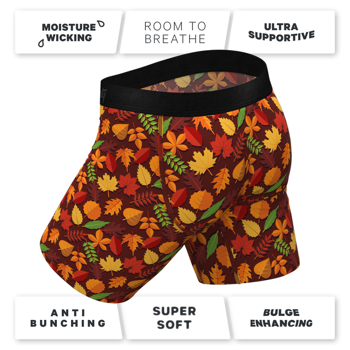 The Acorn Hoard: Men's Long Leg Boxer Briefs with Squirrel Print & Ball Hammock® Pouch and Fly