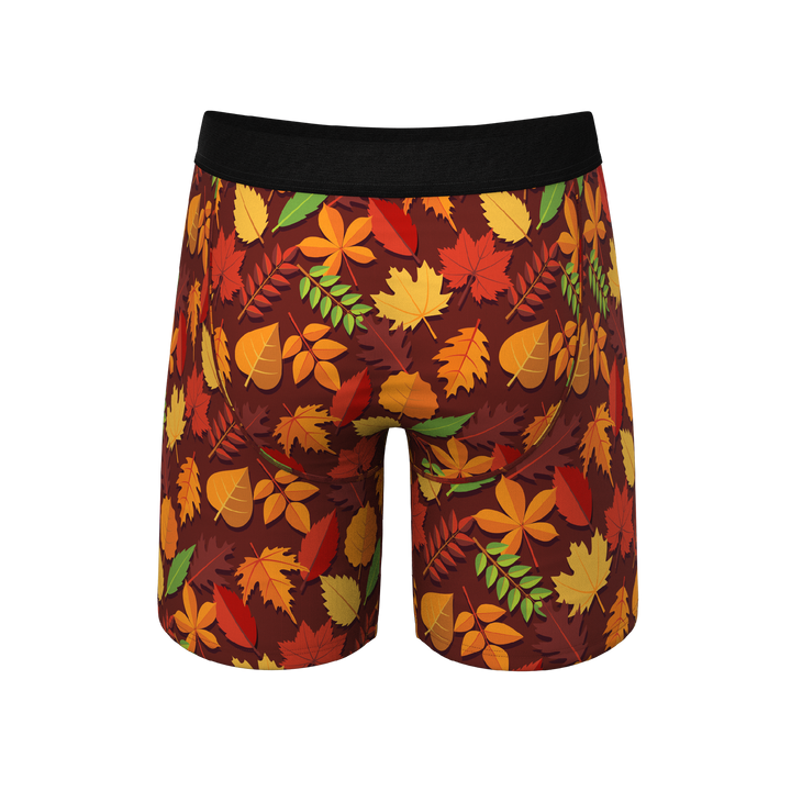 The Acorn Hoard: Men's Long Leg Boxer Briefs with Squirrel Print & Ball Hammock® Pouch and Fly