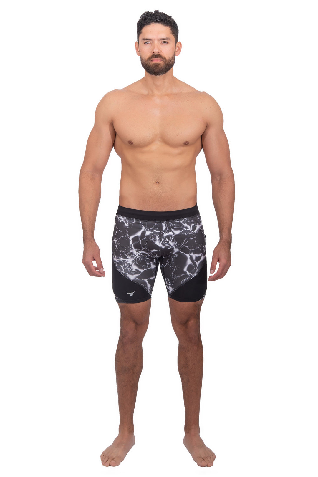 Matador Meggings Black Thunder men's compression shorts – lightning print squat-proof hybrid shorts