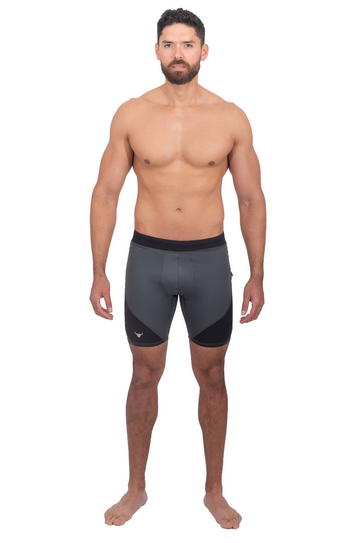 Matador Meggings Gray/Black men's compression shorts – two-tone squat-proof hybrid shorts