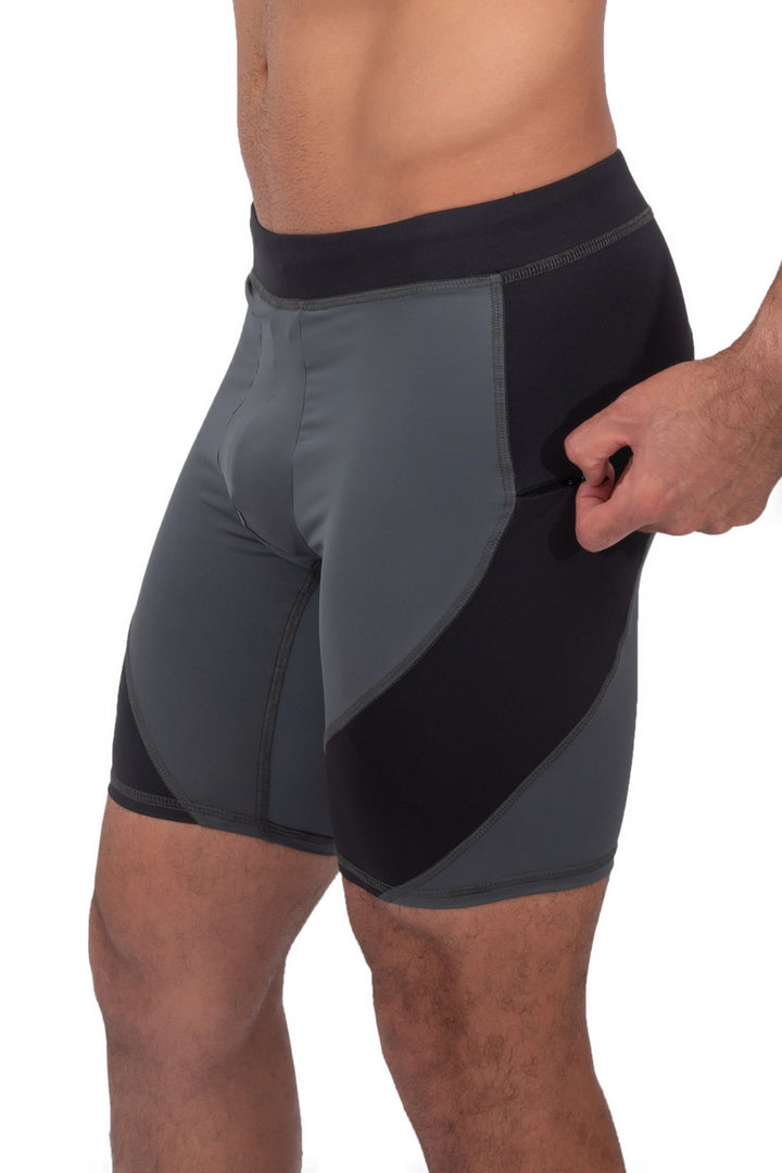 Matador Meggings Gray/Black men's compression shorts – two-tone squat-proof hybrid shorts