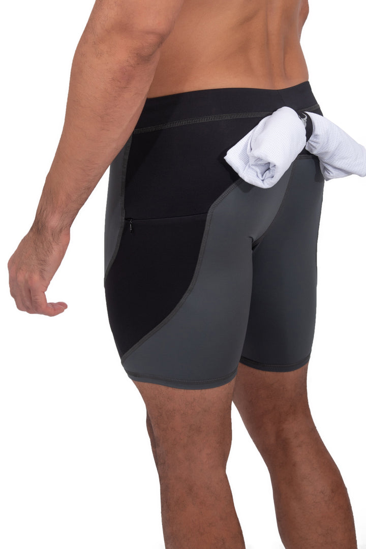 Matador Meggings Gray/Black men's compression shorts – two-tone squat-proof hybrid shorts