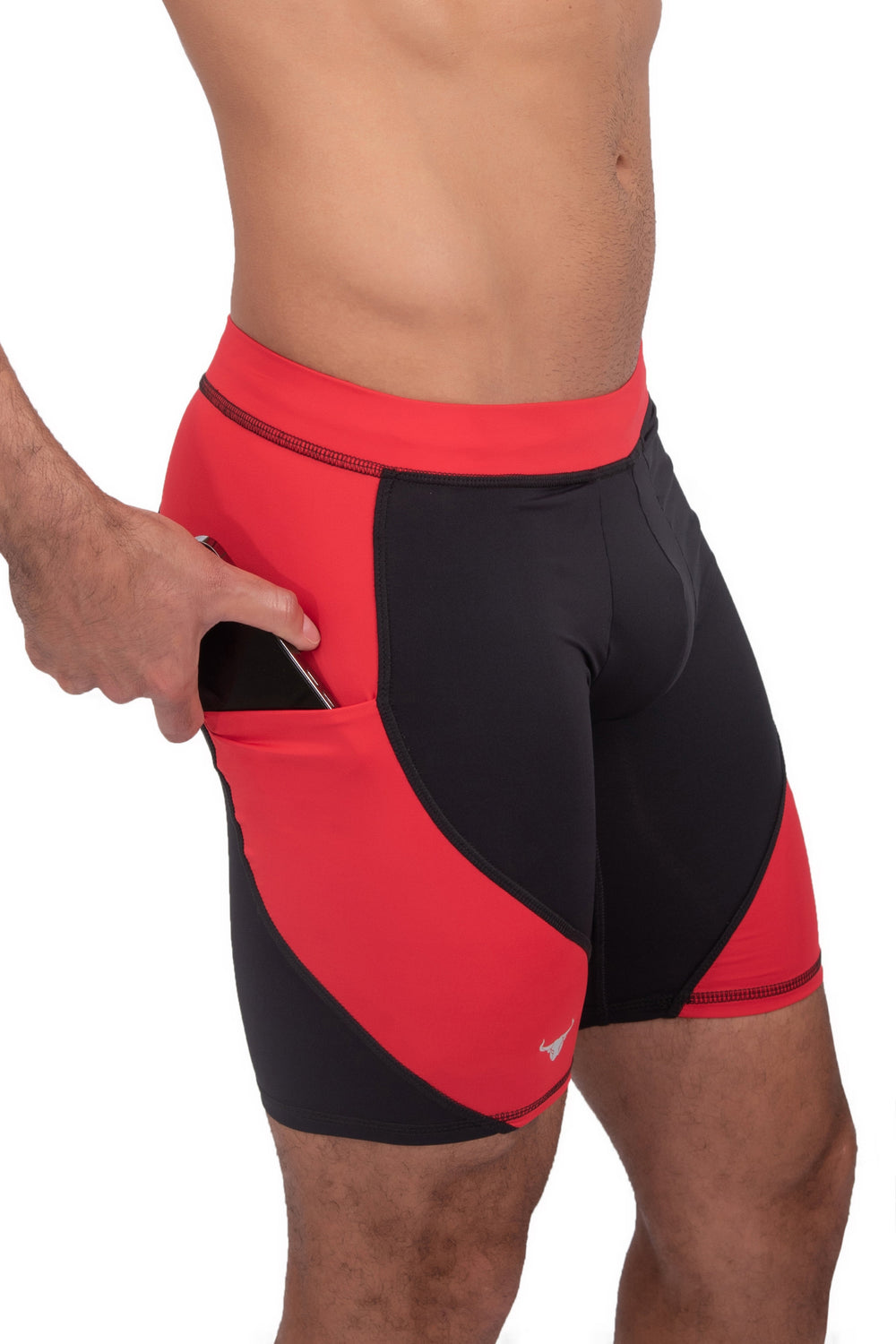 Matador Meggings Black/Red men's compression shorts – bold two-tone squat-proof hybrid shorts