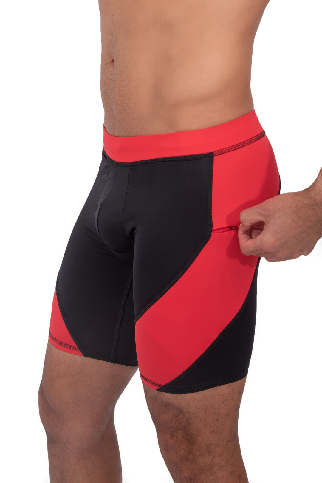 Matador Meggings Black/Red men's compression shorts – bold two-tone squat-proof hybrid shorts