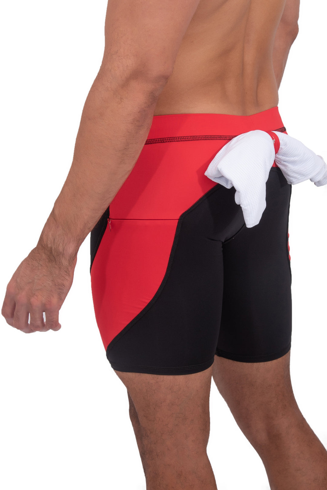 Matador Meggings Black/Red men's compression shorts – bold two-tone squat-proof hybrid shorts