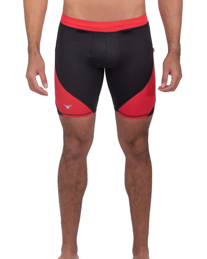 Matador Meggings Black/Red men's compression shorts – bold two-tone squat-proof hybrid shorts