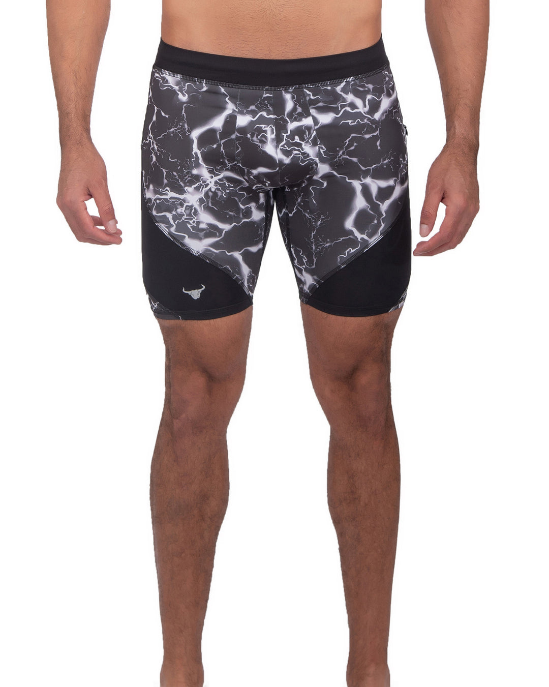 Matador Meggings Black Thunder men's compression shorts – lightning print squat-proof hybrid shorts