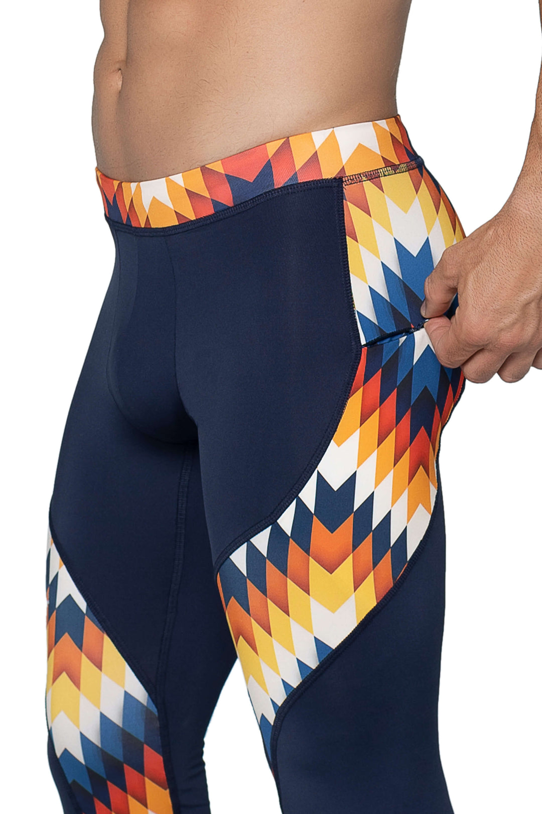 Matador Meggings "Reverse Arrow" Men’s Compression Tights – High-Performance Athletic Leggings with Muscle-Defining Print
