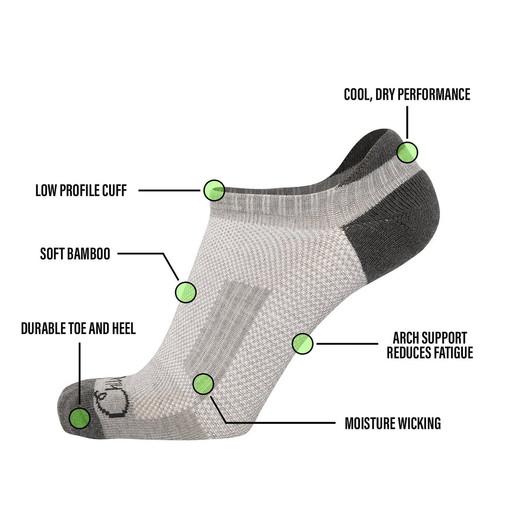 Bamboo Ankle Socks - Moisture Wicking Bamboo Socks - 2 Pairs