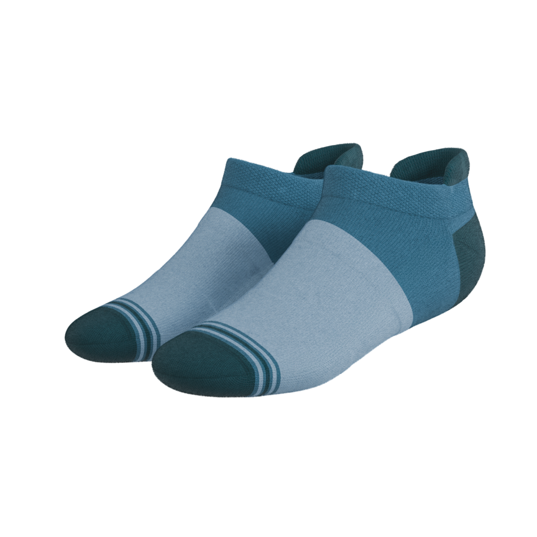 The Atlantic | Blue Color Block Heel Hammock™ Ankle Socks