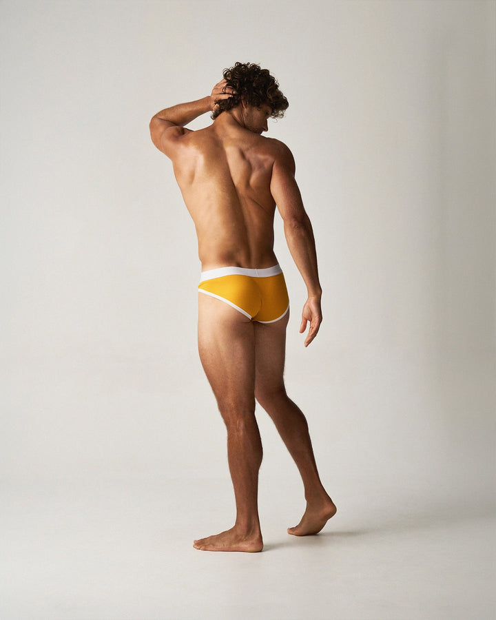 TEAMM8 M.V.P. Retro Brief - Marigold | Vintage Ribbed Cotton Fly-Front Men's Briefs