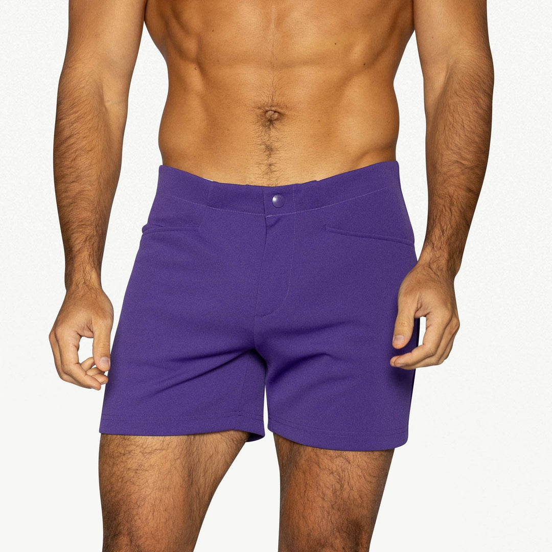 BIKE Athletic Coaches Short 5 inch in purple – snap-button retro athletic heritage short