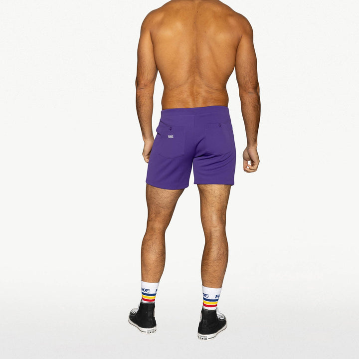 BIKE Athletic Coaches Short 5 inch in purple – snap-button retro athletic heritage short